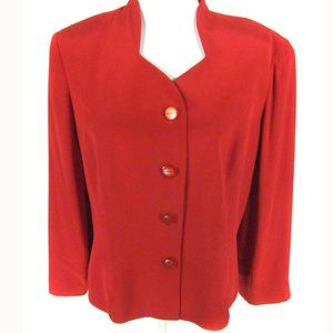 Maggy London Jacket Blazer Size 6 Red 100% Silk